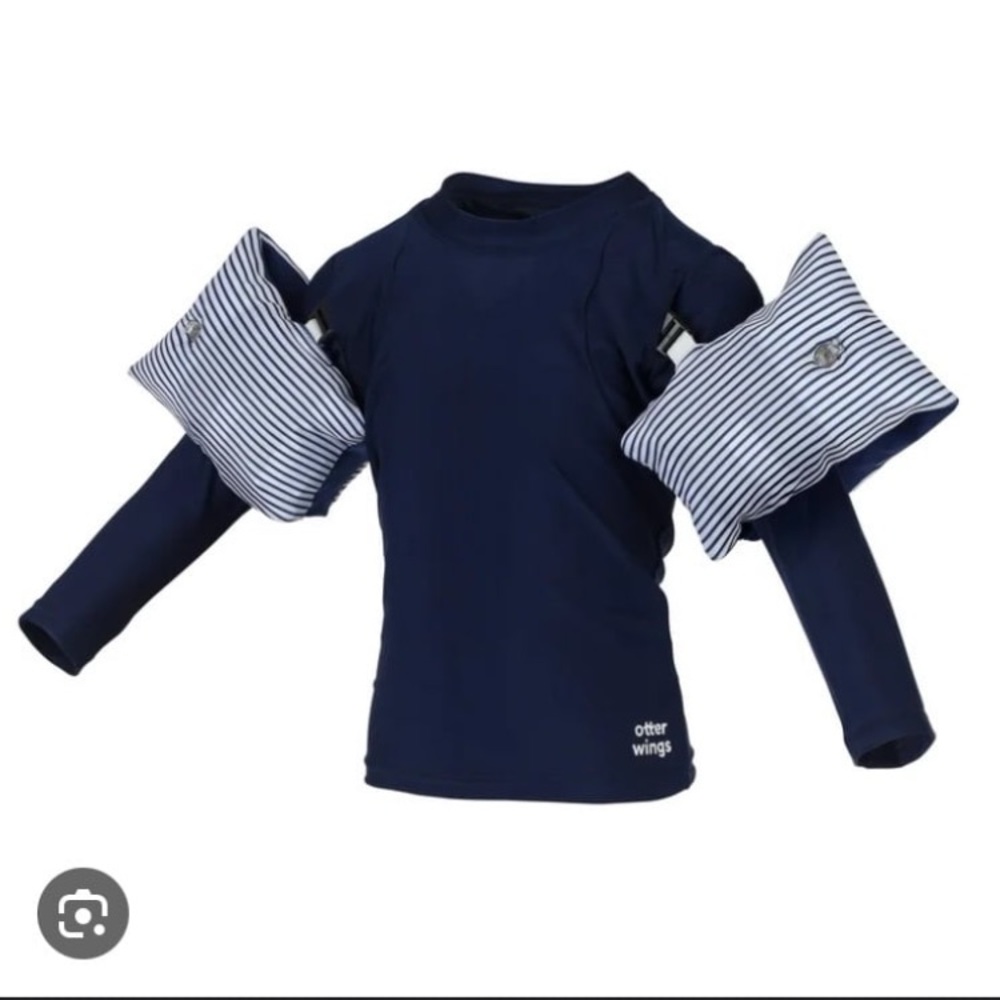 Kids otter wings Navy Swim Shirt with Striped Floaties